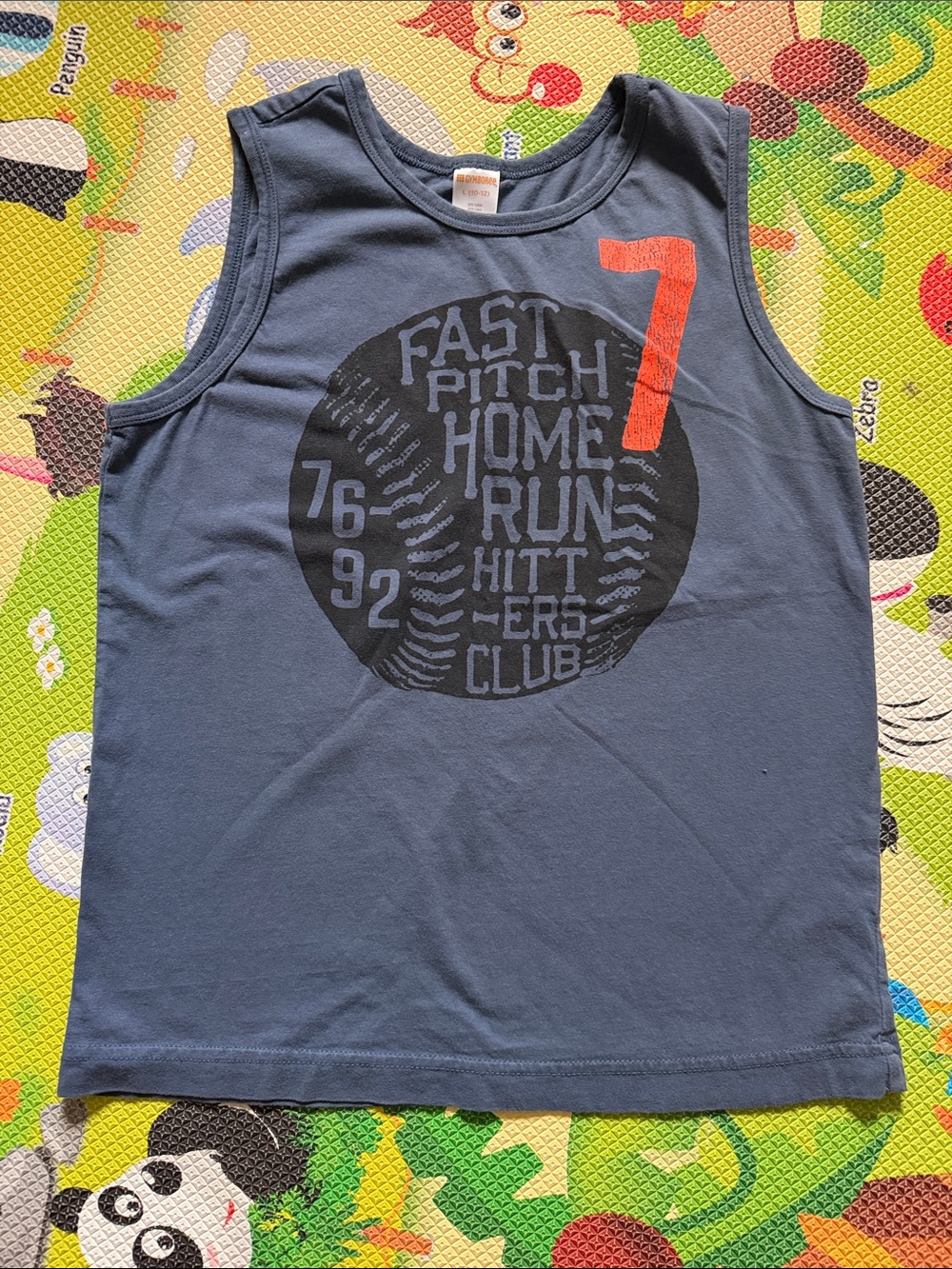 Gymboree Navy Tank Top with Orange '7' Baseball Graphic